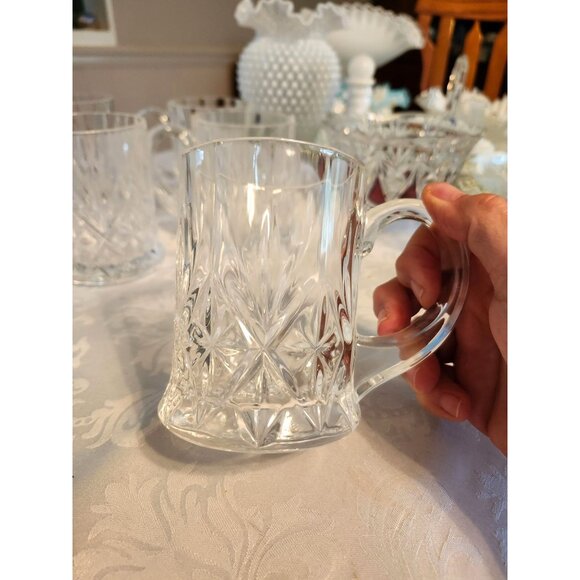 CRISTAL D'ARQUES FRANCE COFFEE/TEA MUG LEAD CRYSTAL DANUBE PATTERN - Picture 2 of 6